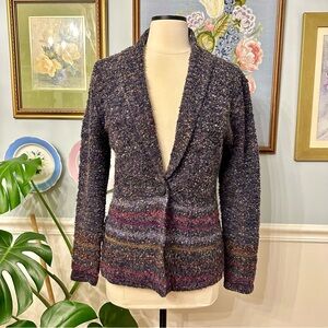 Coldwater Creek Purple Textured Cardigan Sweater Medium Quirky Artsy Whimsical